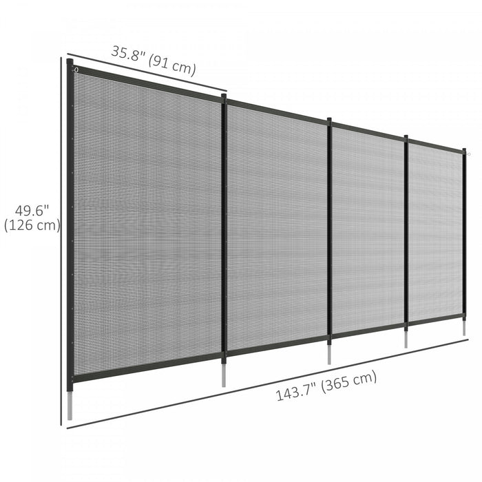 Outsunny Cloture de piscine en aluminium, lot de 4, 4' x 12', noir