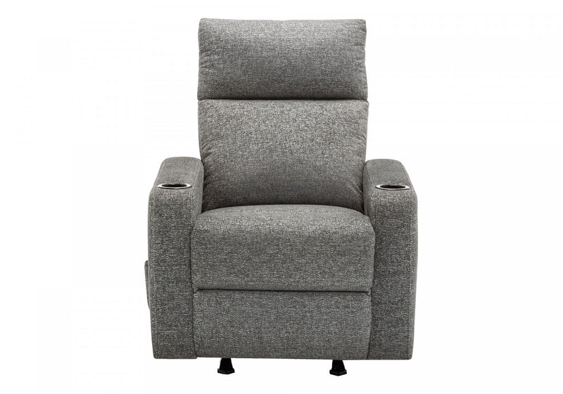 Petit Fauteuil Inclinable Rembourre, Fauteuil Bercant Manuel, Tissu Gris Fonce