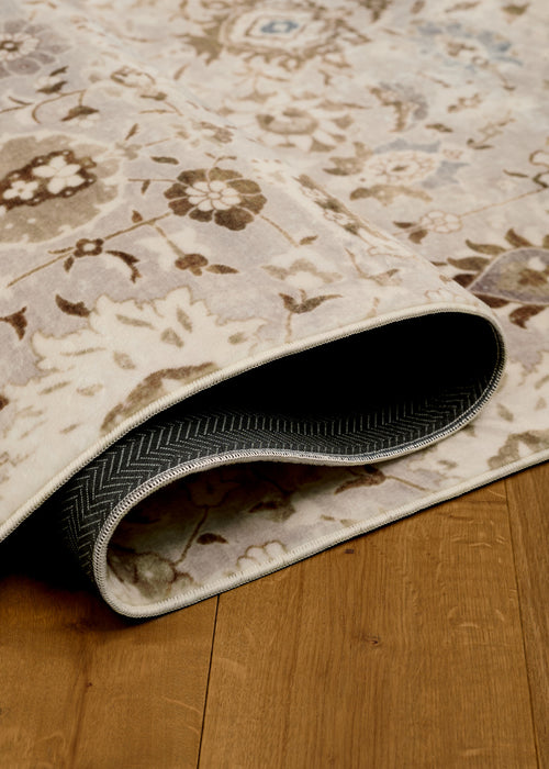 Tapis Lavable/Traditionnel Lunelle 5'0\" x 7'6\" en Gris