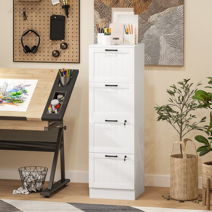 HOMCOM Classeur a 4 tiroirs avec serrure pour lettre A4, Blanc