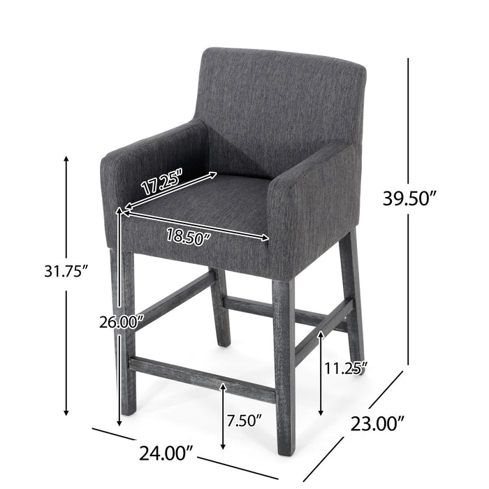 Ensemble De 2 Tabourets De Comptoir Lewis, Assise De 66 cm – Tissu Rembourre Et Pieds En Bois Massif, Charbon