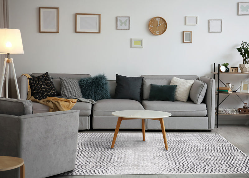 Carpette à motif de chevron lavable à la machine - 7 pi 10 po x 10 pi 6 po