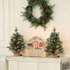 HOMCOM Set of 2 2ft Pre-Lit Artificial Christmas Trees, Xmas Tree, Green