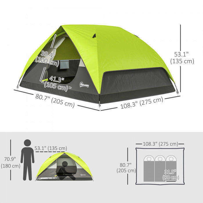 Outsunny Tente De Camping Pour 3 A 4 Personnes, Tente Dome Etanche