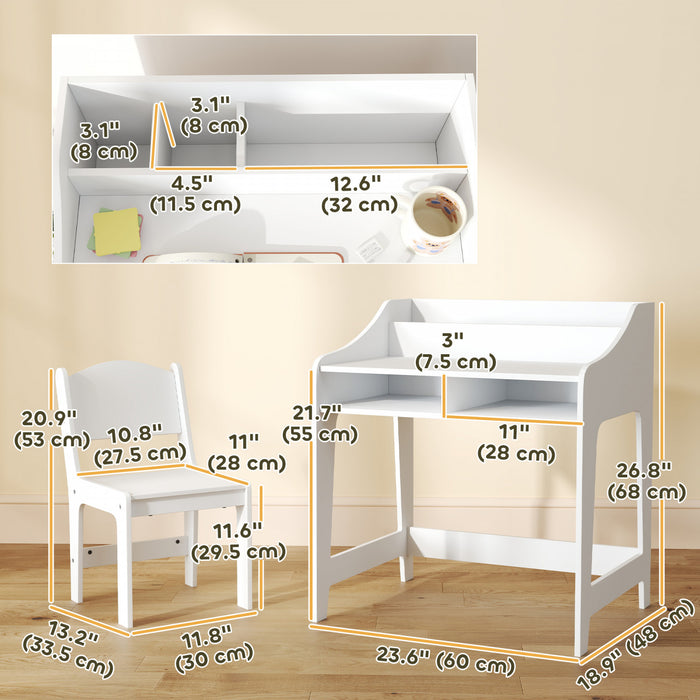 Qaba Ensemble Bureau Et Chaises Pour Enfants Avec Etageres De Rangement