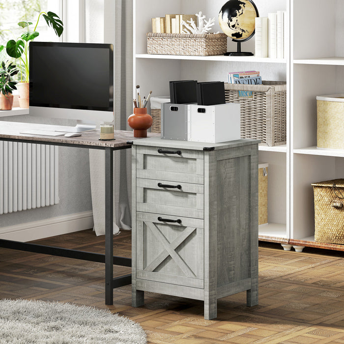 HOMCOM Classeur a 3 tiroirs pour format lettre A4, gris pierre