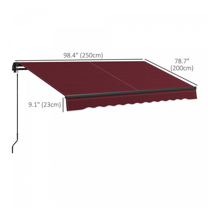 Outsunny 8' X 6,5' Auvent Retractable, Abri Pare-soleil, Rouge Vin