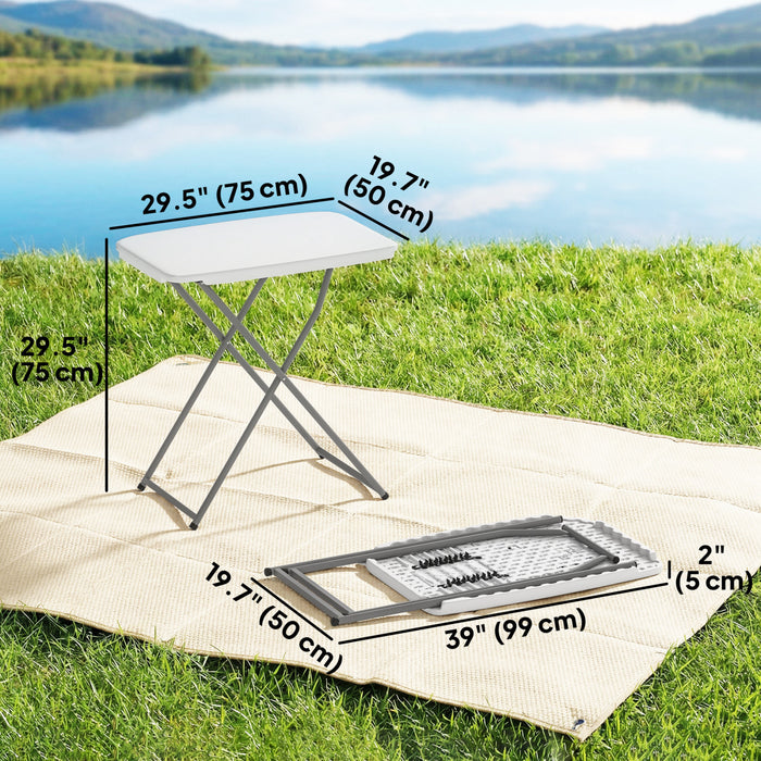 Outsunny Table de Camping Pliante Reglable 75 x 50 cm, Blanc