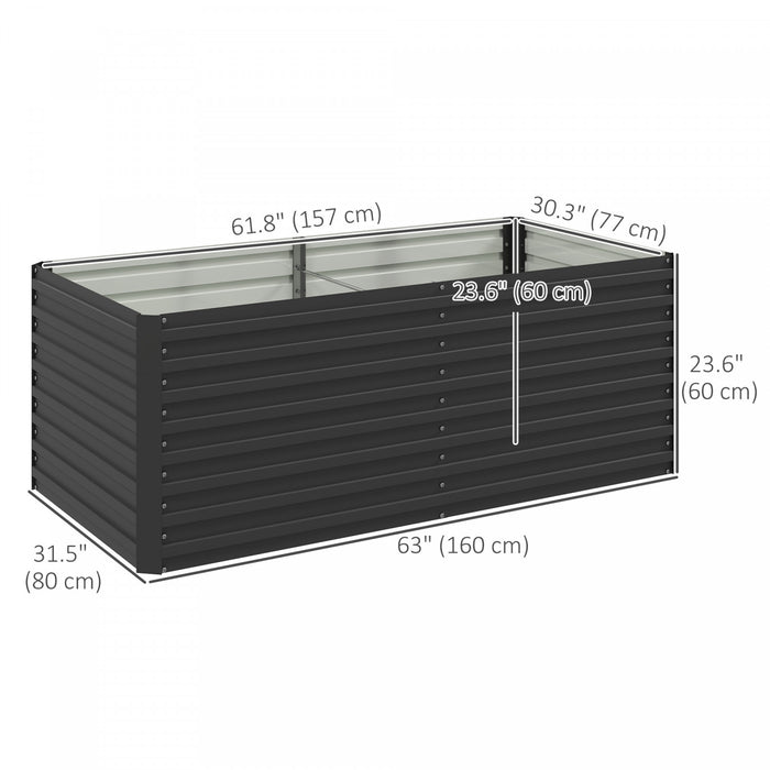 Outsunny Lit de jardin sureleve, jardiniere 5' x 3' x 2', gris fonce