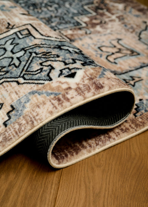 Tapis Lavable/Traditionnel Esmira 6'7\" x 9'0\" en Bleu