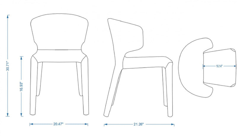 Chaise de salle a manger Conrad style milieu du siecle moderne, rembourree, coloris ble – Lot de 4