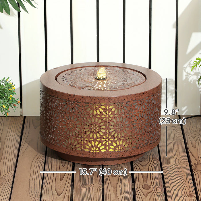 Outsunny Fontaine D'exterieur Avec Lumieres Led Fontaine Cascade De Jardin