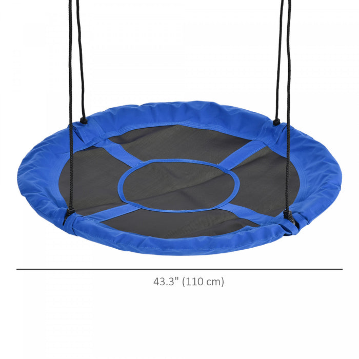 Outsunny 43.25\" Balancoire Enfant Corde Siege Suspendu Rond Jardin Aire De Jeu Jouet De Jeu En Plein Air, Pour Enfants 3-12 Ans, Bleu