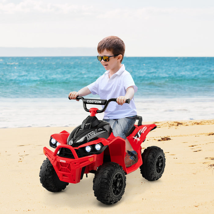 Costway 12v Batterie Alimentee Enfants Rouler Sur Atv Electrique 4 Roues Quad Car Avec Mp3 & Lumiere