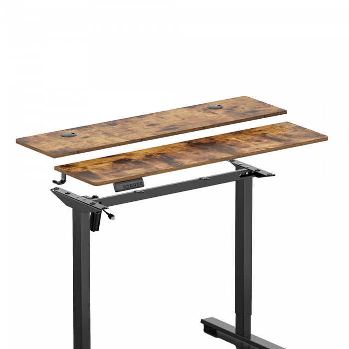 TygerClaw Bureau Assis-Debout avec Ports USB et Rangement (Marron)