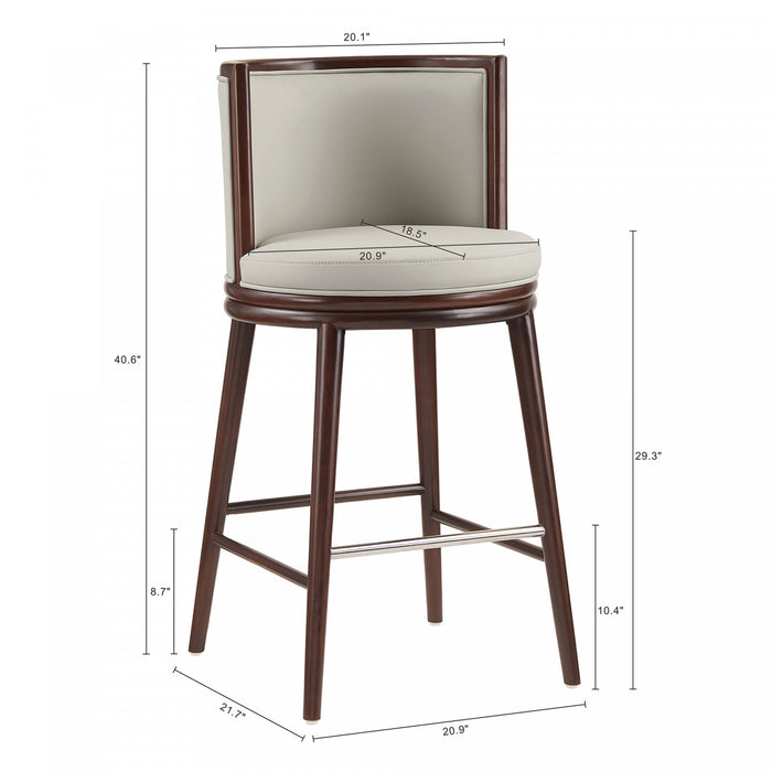 Tabouret de bar moderne en bois et tissu Evalyn, coloris pierre - Lot de 2