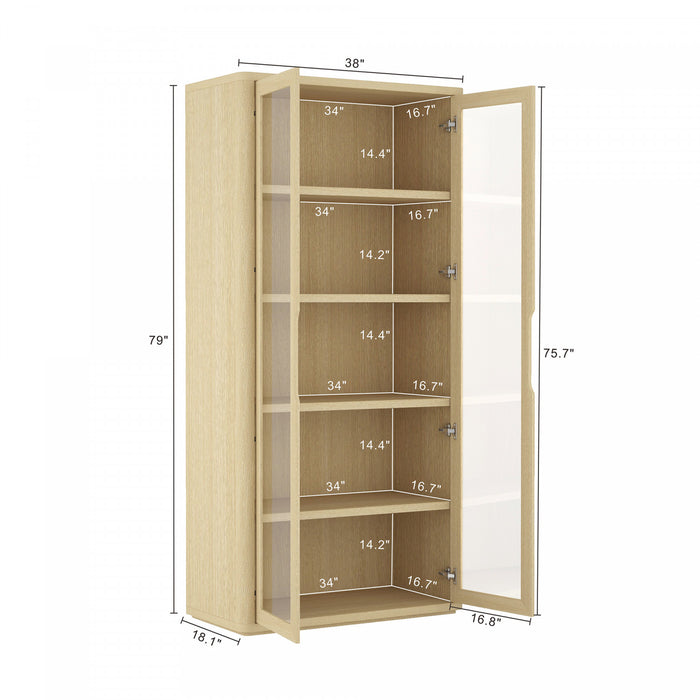 Armoire bibliotheque moderne Rivington 38\" en chene naturel - Lot de 2