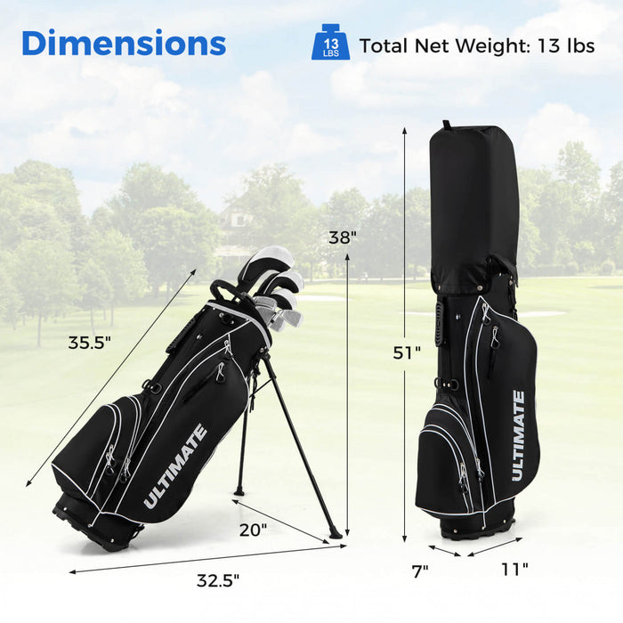 Ensemble Complet De 10 Clubs De Golf De Marque Costway Pour Hommes Avec Driver En Alliage Noir