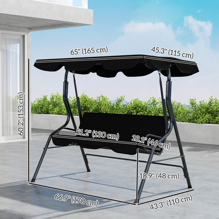 Outsunny Balancelle de Terrasse 3 Places avec Auvent Ajustable