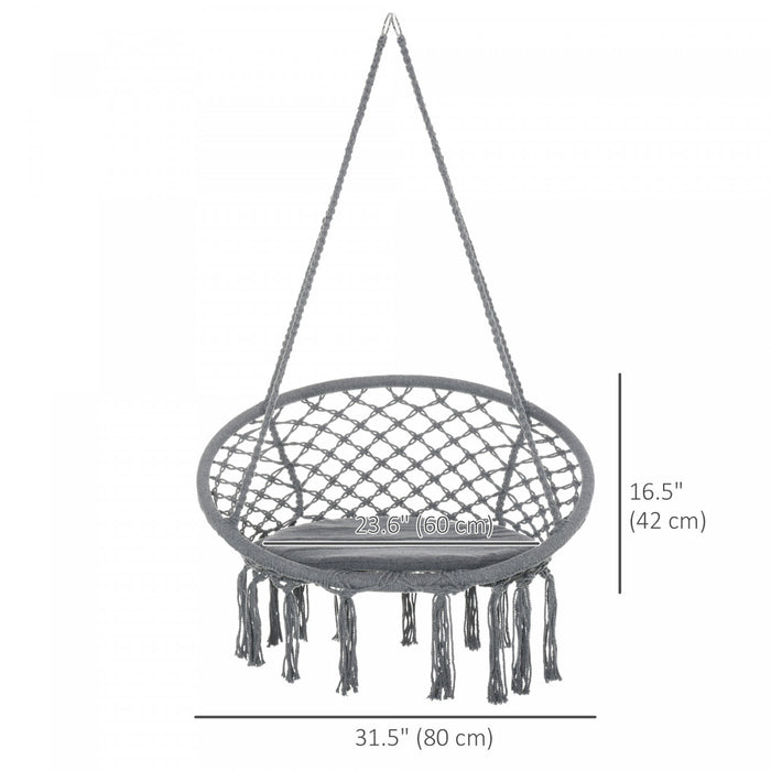 Outsunny Hamac De Terrasse En Corde Suspendue, Gris Fonce