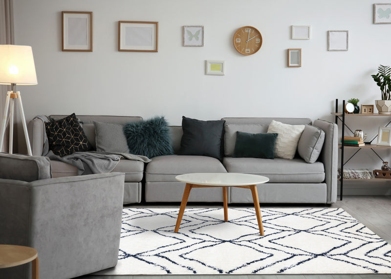 Carpette à poil long Taylor à motif de diamants - 7 pi 10 po x 10 pi 6 po