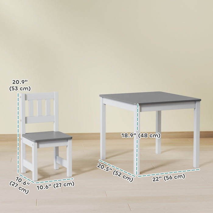 Qaba Ensemble table et chaises pour enfants, table et 2 chaises, gris