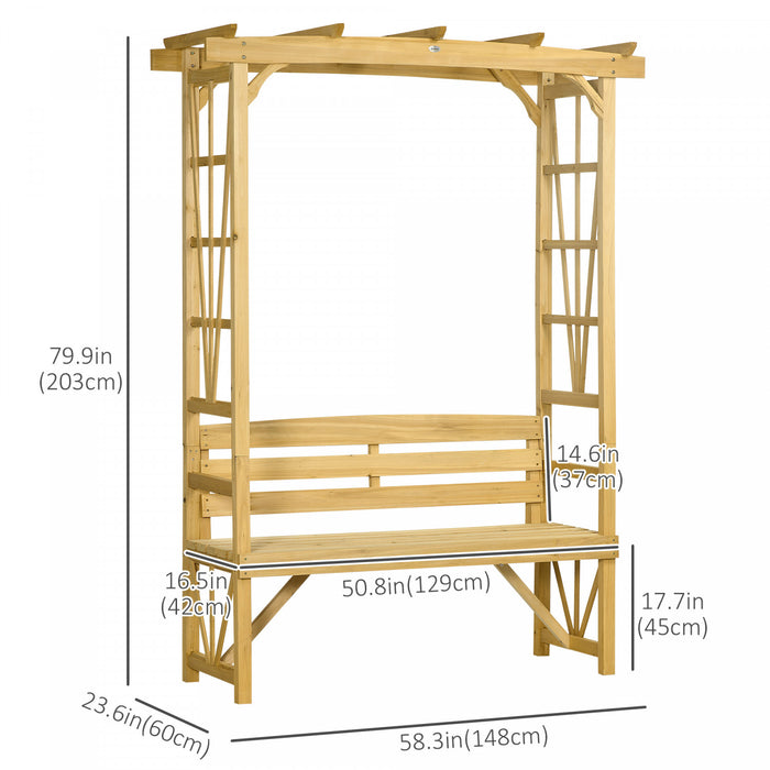 Outsunny Banc En Bois Pour 2 Personnes Pour Vigne/plante Grimpante