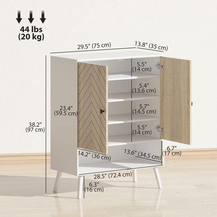 HOMCOM Meuble a chaussures, 5 niveaux avec portes, couleur naturelle