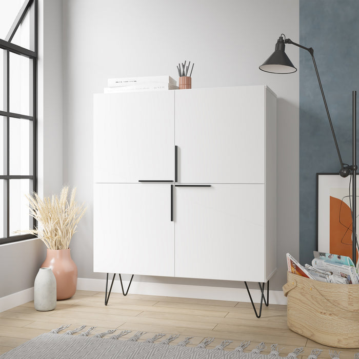 Petite armoire décorative Beekman de Manhattan Comfort avec 4 tablettes - blanche