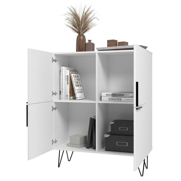 Petite armoire décorative Beekman de Manhattan Comfort avec 4 tablettes - blanche