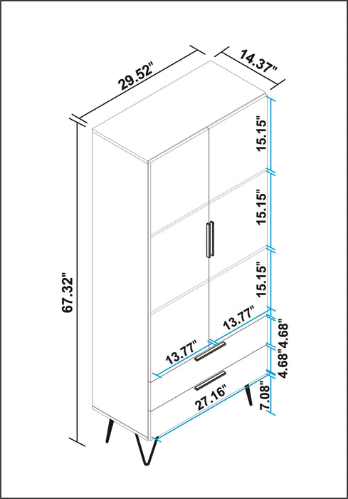 Armoire décorative Beekman de Manhattan Comfort avec 6 tablettes - brune et rose