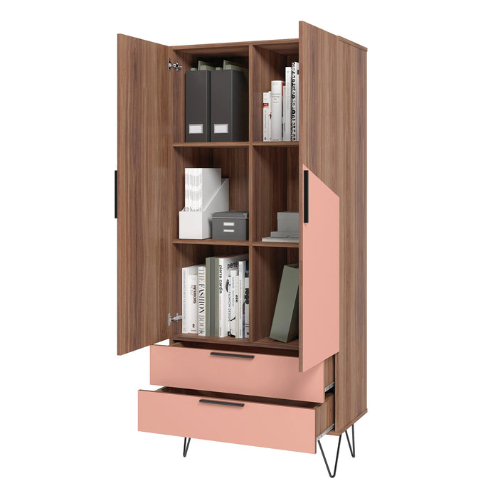 Armoire décorative Beekman de Manhattan Comfort avec 6 tablettes - brune et rose