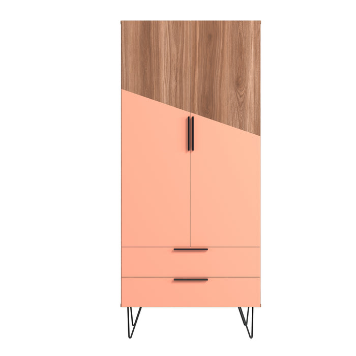 Armoire décorative Beekman de Manhattan Comfort avec 6 tablettes - brune et rose