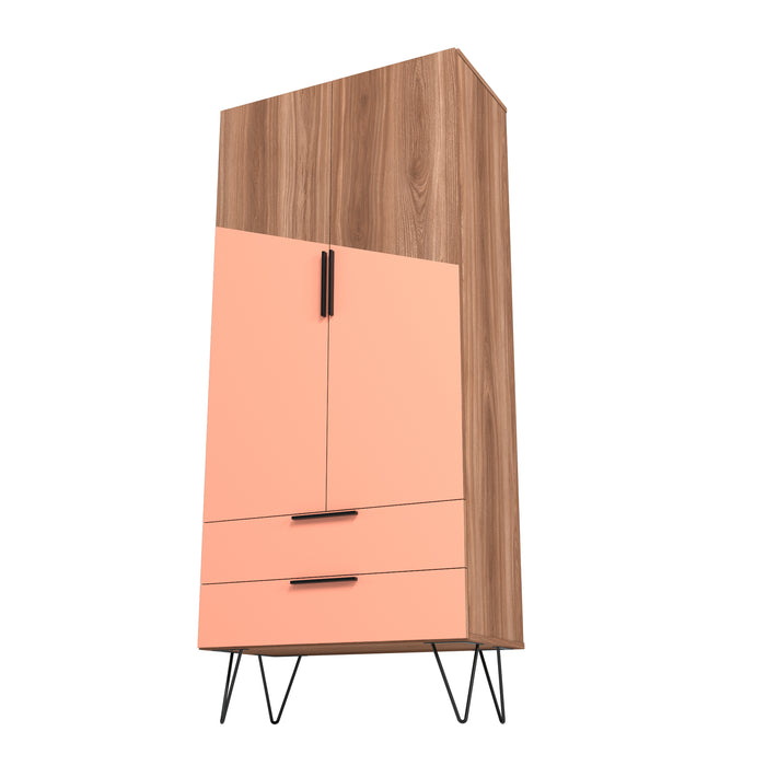 Armoire décorative Beekman de Manhattan Comfort avec 6 tablettes - brune et rose