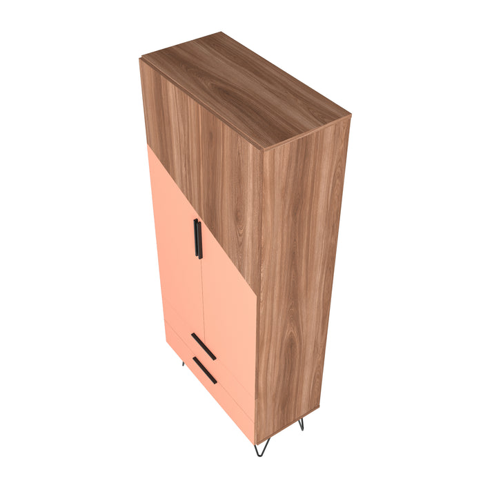 Armoire décorative Beekman de Manhattan Comfort avec 6 tablettes - brune et rose