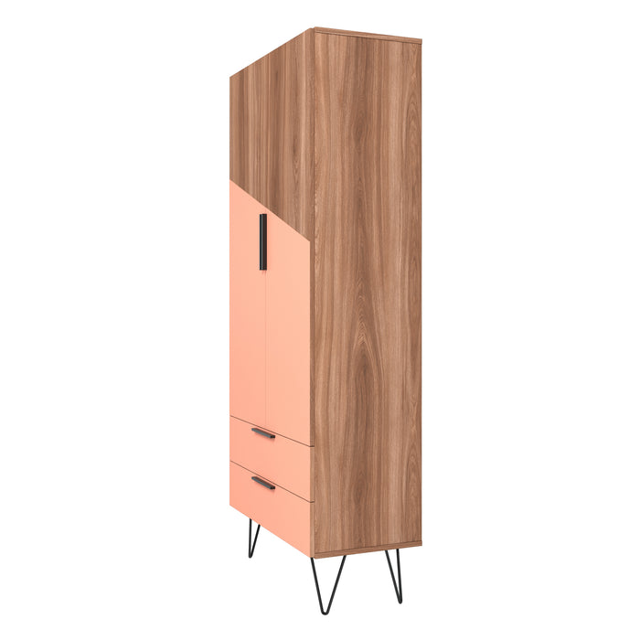 Armoire décorative Beekman de Manhattan Comfort avec 6 tablettes - brune et rose