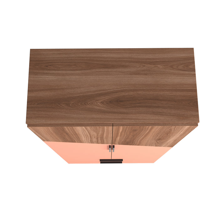 Armoire décorative Beekman de Manhattan Comfort avec 6 tablettes - brune et rose