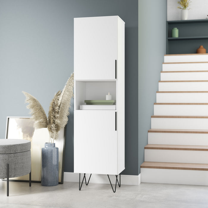 Armoire bibliothèque étroite Beekman de Manhattan Comfort de 17,51 po avec 5 tablettes - blanche