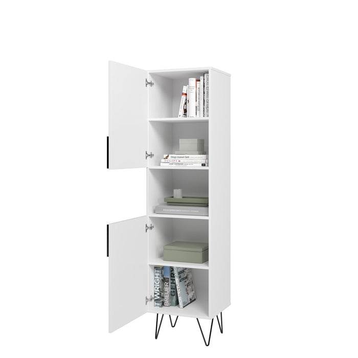 Armoire bibliothèque étroite Beekman de Manhattan Comfort de 17,51 po avec 5 tablettes - blanche