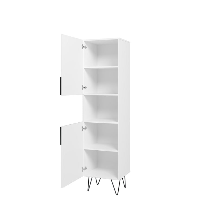 Armoire bibliothèque étroite Beekman de Manhattan Comfort de 17,51 po avec 5 tablettes - blanche