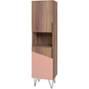 Armoire bibliothèque étroite Beekman de Manhattan Comfort de 17,51 po avec 5 tablettes - brune et rose