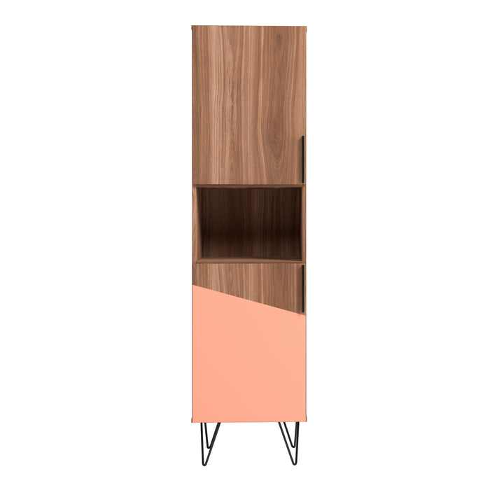 Armoire bibliothèque étroite Beekman de Manhattan Comfort de 17,51 po avec 5 tablettes - brune et rose