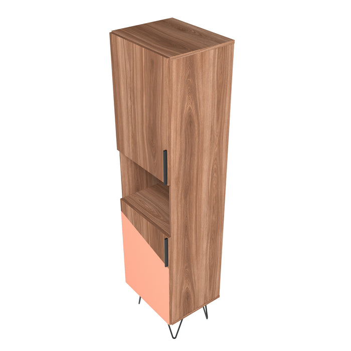 Armoire bibliothèque étroite Beekman de Manhattan Comfort de 17,51 po avec 5 tablettes - brune et rose