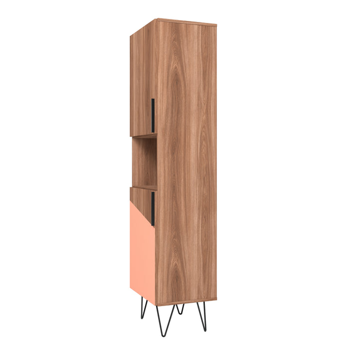 Armoire bibliothèque étroite Beekman de Manhattan Comfort de 17,51 po avec 5 tablettes - brune et rose