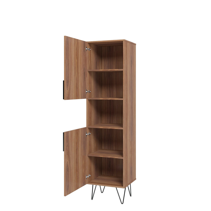 Armoire bibliothèque étroite Beekman de Manhattan Comfort de 17,51 po avec 5 tablettes - brune et rose