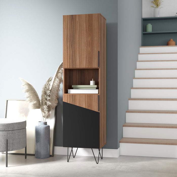 Armoire bibliothèque étroite Beekman de Manhattan Comfort de 17,51 po avec 5 tablettes - brune et noire