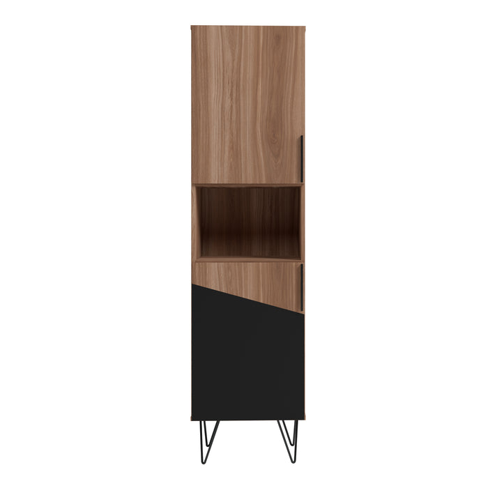 Armoire bibliothèque étroite Beekman de Manhattan Comfort de 17,51 po avec 5 tablettes - brune et noire