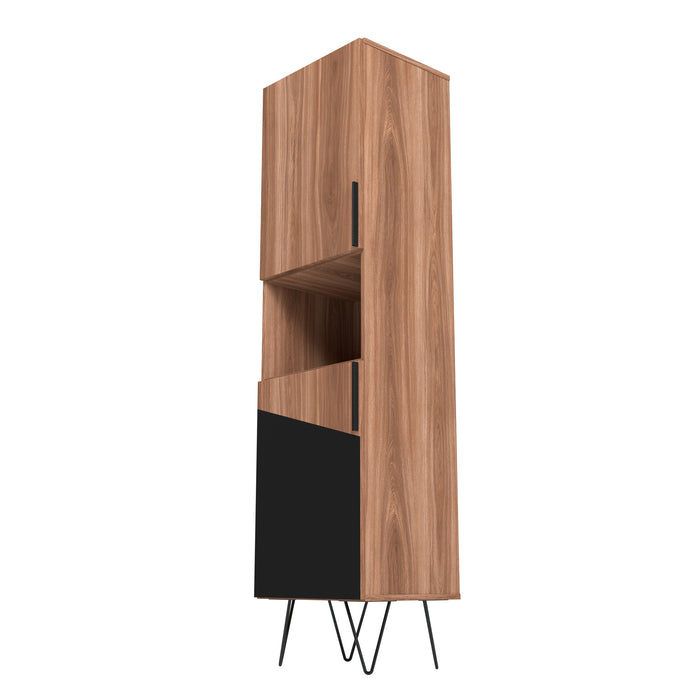 Armoire bibliothèque étroite Beekman de Manhattan Comfort de 17,51 po avec 5 tablettes - brune et noire