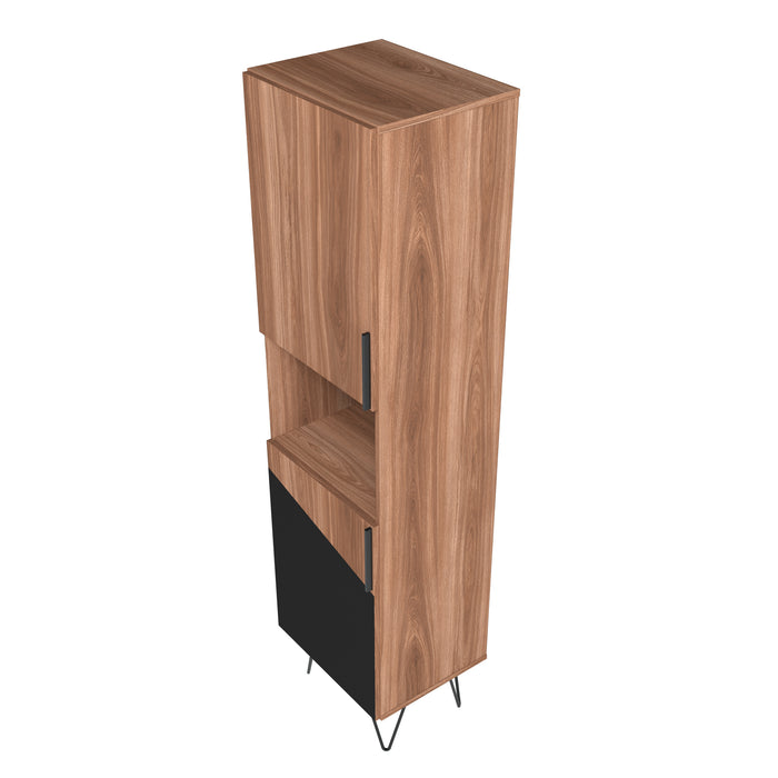 Armoire bibliothèque étroite Beekman de Manhattan Comfort de 17,51 po avec 5 tablettes - brune et noire