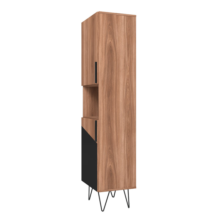 Armoire bibliothèque étroite Beekman de Manhattan Comfort de 17,51 po avec 5 tablettes - brune et noire